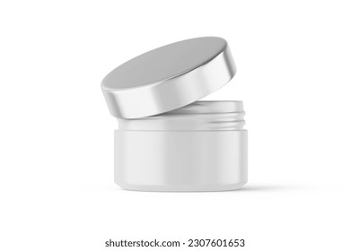 Premium Matte Cream Jar With Metallic Cap for Elevating Brand’s Visuals Blank Image Isolated on White 3D Rendering