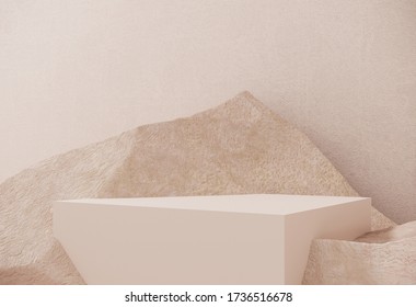 Premium podium made of paper on pastel background with plant branches,leaves,pebbles and natural stones.Mock up for the exhibitions,presentation of products, therapy, relaxation and health -3d render. - Powered by Shutterstock