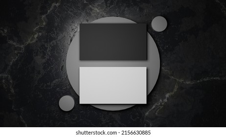 Premium Podium Stand 3d Rendering Illustration Modern Minimal Luxury Stone Platform Visiting Card Presentation Showcase Studio Abstract Mockup Products Circle Frame Cylinder Steps Abstract