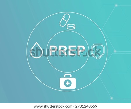 PREP acronym.Pre Exposure Prophylaxis concept.PREP (Pre Exposure Prophylaxis) is HIV prevention medicine taken before exposure risk.