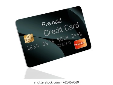 A pre-paid credit card is pictured in this 3-D illustration. - Shutterstock ID 761467069