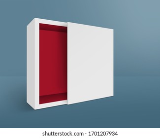 Presentation opened pull out box, mock up template ready for your design, 3d illustration
