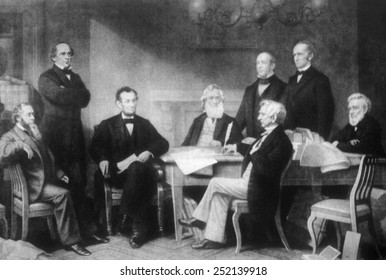 President Abraham Lincoln Reading The Emancipation Proclamation To His Cabinet, 1862