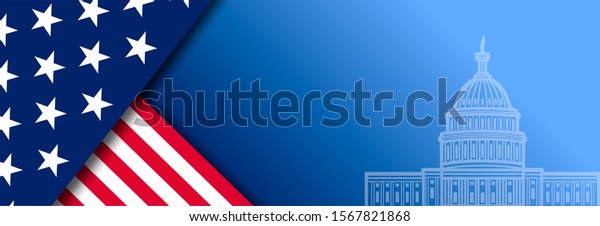 Presidental election banner with USA symbols.\
Presidental election 2020. Election banner Vote 2020 with Patriotic\
Stars.