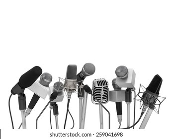 Press Conference With Standing Microphones.