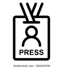 Press Pass ID Card Line Icon. Journalist Visitor Pass, Illustration