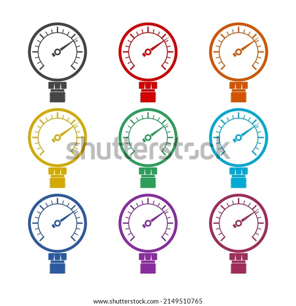Pressure gauge icon color set isolated on\
white\
background