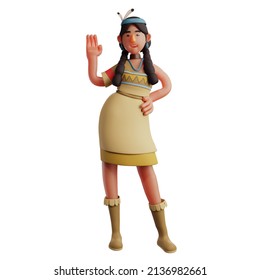 Pretty 3D Indian Girl Cartoon Character With Black Hair