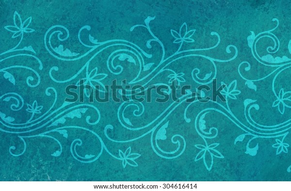 Pretty abstract flower and line pattern on\
textured blue\
paper.