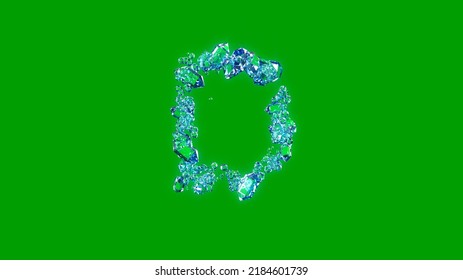 Pretty Blue Finest Brilliants Alphabet - Letter D, Isolated - Object 3D Illustration