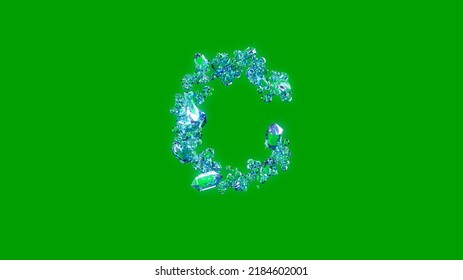 Pretty Blue Finest Brilliants Alphabet - Letter C, Isolated - Object 3D Rendering