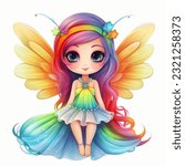 Pretty Cartoon Girl Rainbow Fairy Illustration 