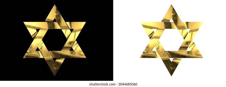 Pretty Gold Star Of David Isolated - Cg Object 3D Illustration