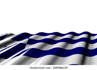 Pretty Memorial Day Flag 3d Illustration
 - Glossy Flag Of Greece With Big Folds Lie At The Bottom Isolated On White