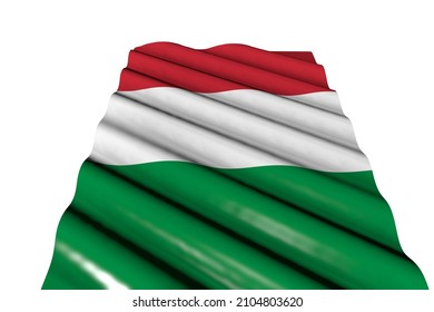 Pretty Memorial Day Flag 3d Illustration
 - Glossy Flag Of Italy With Big Folds Lay Isolated On White, Perspective View