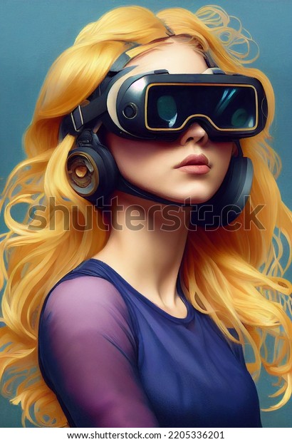 Pretty Woman Vr Goggle Metaverse D Stock Illustration Shutterstock