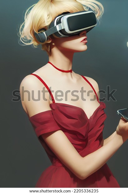 Pretty Woman Vr Goggle Metaverse D Stock Illustration Shutterstock