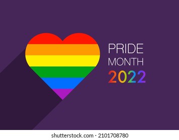 Pride Month 2022. LGBTQ pride flag or Rainbow colors. LGBT Pride Month 2022. Lesbian Gay Bisexual Transgender. Celebrated annual. LGBT flag. Rainbow love concept. Vector symbol of pride month support. - Powered by Shutterstock