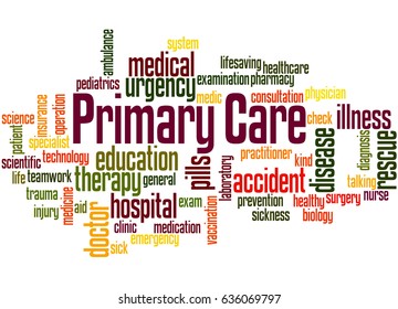 Primary Care, Word Cloud Concept On White Background. 