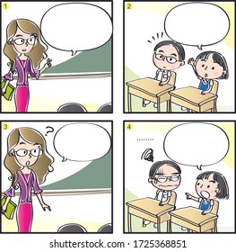 Primary School Fourframe Comic Student Stock Illustration 1725368836