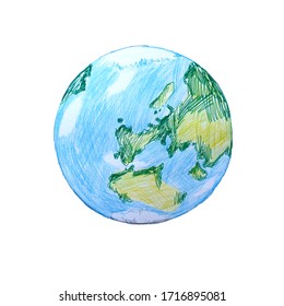 Primitive Illustration Of The Planet Earth. Raster