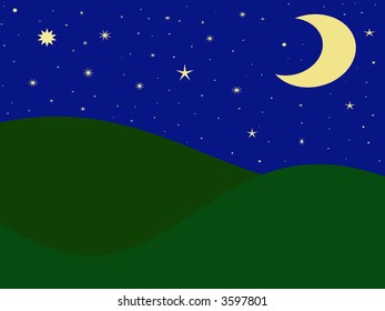 primitive night landscape with an empty space for text