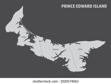 Prince Edward Island Map Divided Counties Stock Illustration 2020574063 ...