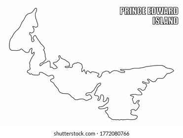 The Prince Edward Island outline map isolated on white background, Canada