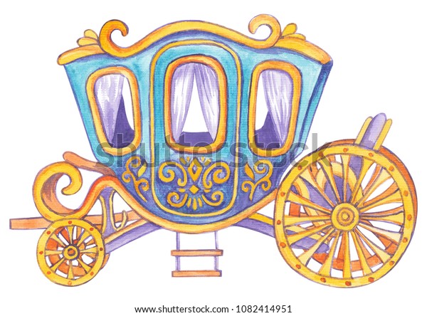 Princess Carriage Watercolor Hand Drawn Illustration Stock Illustration