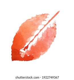 The print of the sheet. Sheet print objects isolated on a white background. Watercolor illustration of an autumn leaf for the design of postcards, fabrics.