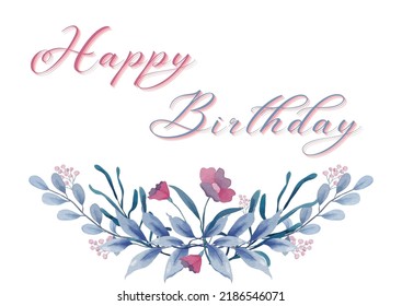 Printable Birthday Card For Her With Watercolor Floral