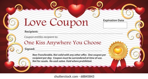 A Printable Love Coupon Gift For Kiss Anywhere You Choose