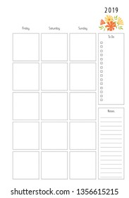 Weekly Planner Monthly Planner Printable Pages Stock Vector (Royalty Free) 1010252551 | Shutterstock