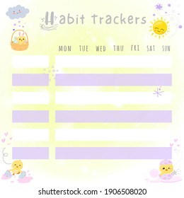 Printable notepad or sticky note for digital papers, journal and printable planners - habit tracker - Happy White Easter Planner Collection