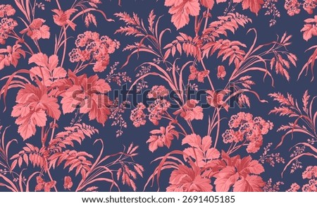 Printable pattern created with drawings of wildflowers