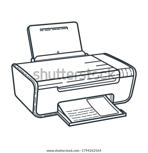caricatura de la impresora de dibujos: vector de stock (libre de regalías)  216299332 | Shutterstock