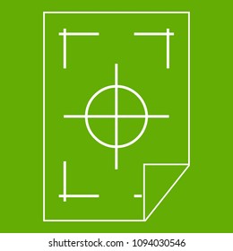 Printer marks on a paper icon white isolated on green background. illustration