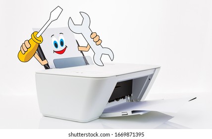 Printer Repair Expression Design , White Background