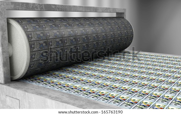 Printing Money New 100 Dollar Bills.\
(Animation for this image see in my footage\
gallery)