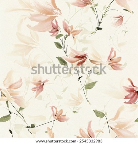 Print-ready floral pattern with batik effect transition on the background