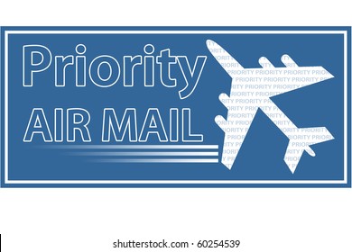 Priority Air Mail Stamp, Sticker Or Seal.