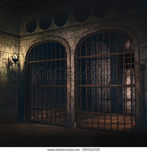 Prison Cells Old Dungeon Stock Illustration 185026328