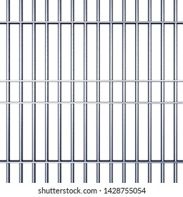 Prison / Jail Cell Bars Isolated On White, Prisons Are Integral Part Of The Criminal Justice System, 3d Illustration