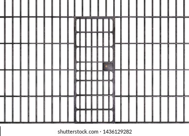 Prison, Jail Metallic Bars On White Background,3d Realistic Steel Prison Bars. Cage