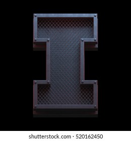 Prison Metal Font. 3d Rendering