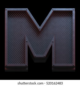 Prison Metal Font. 3d Rendering