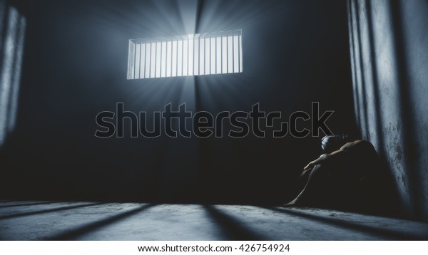 灯台3dイラストの下での解体独房監禁での囚人の状態が悪い のイラスト素材