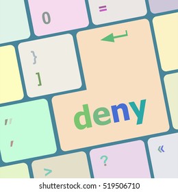 Privacy concept: computer keyboard with word deny