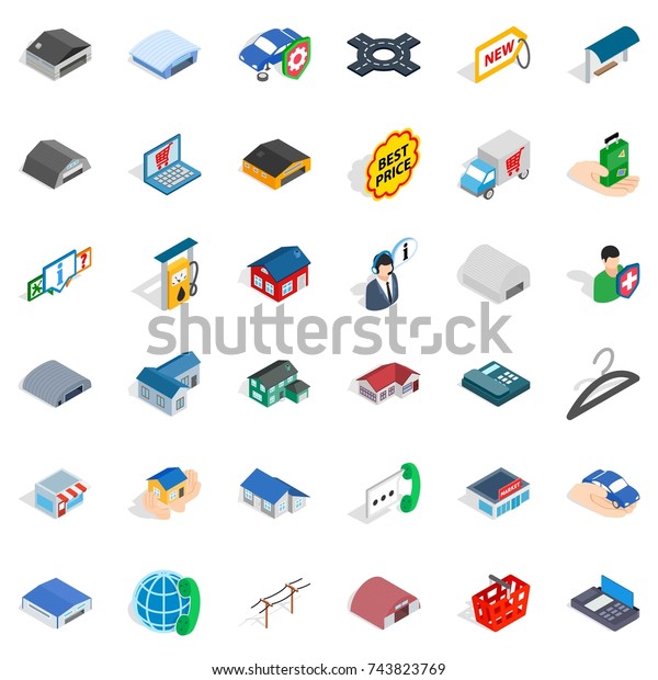 Privacy deposit icons\
set. Isometric style of 36 privacy deposit  icons for web isolated\
on white\
background