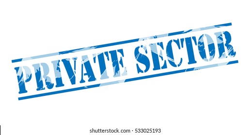 Private Sector Blue Stamp On White Background